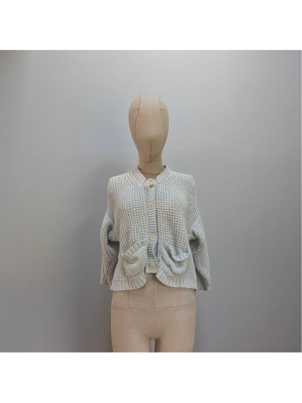 Esby Ashley Cloud Cotton Waffle Knit Cardigan Small - Picture 2 of 9